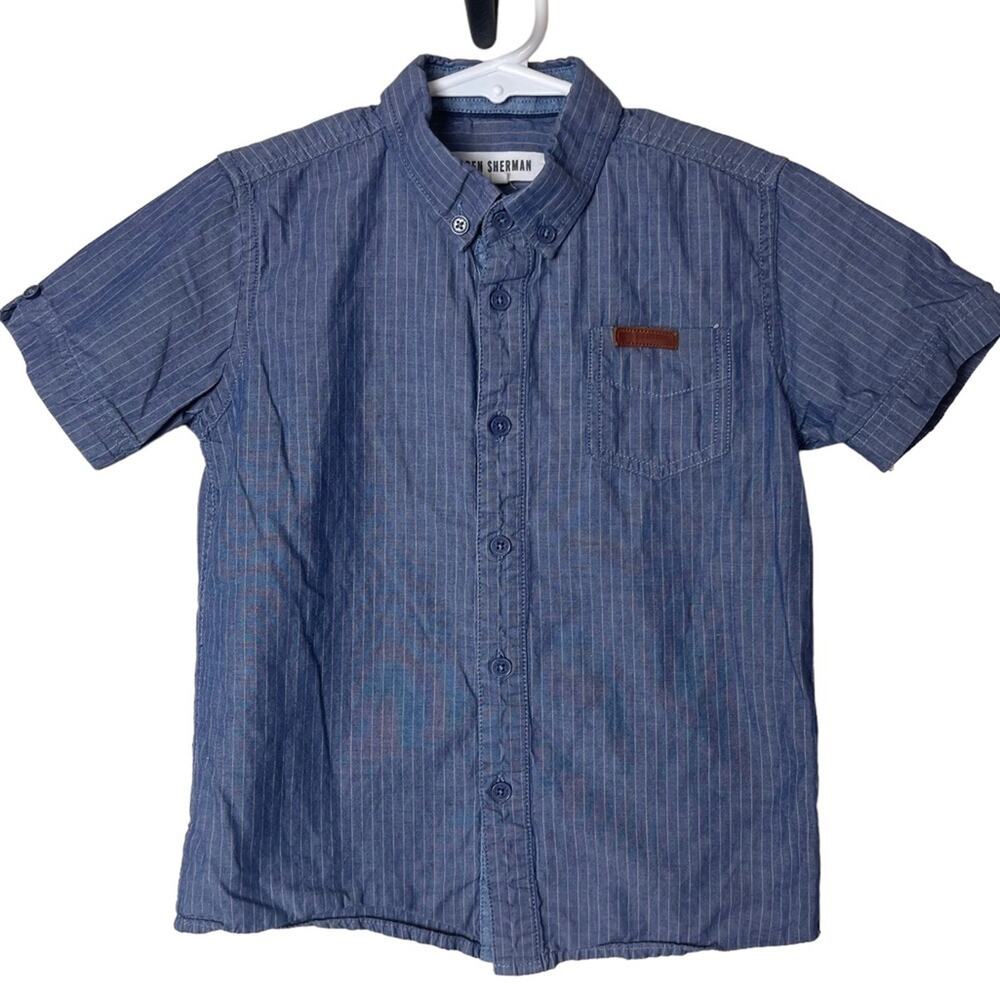 Ben Sherman Striped Short Sleeve Collared Button Front Shirt Blue White Size 5
